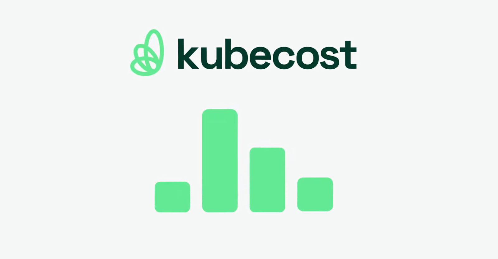 kubecost and logo near it, four green columns below